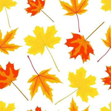 Autumn Yellow Maple Tree Leaves Seamless Pattern Stockillustratie
