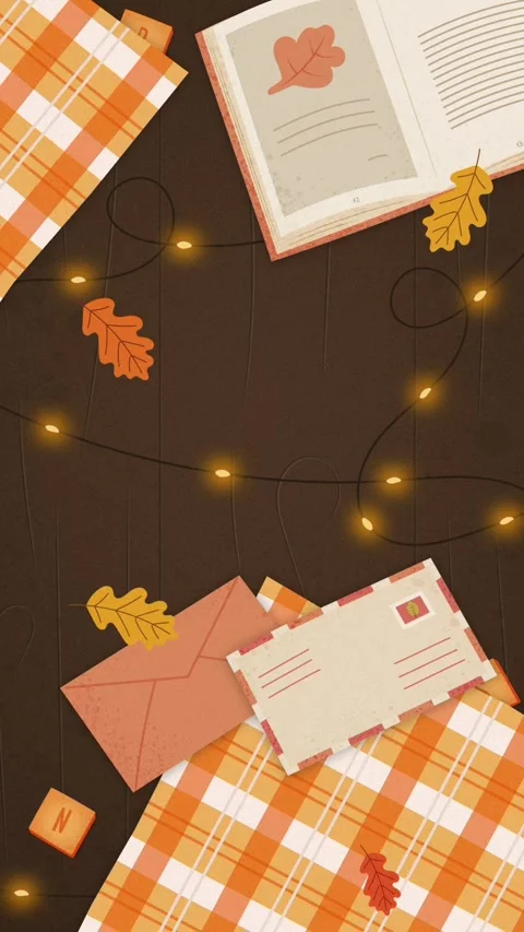 Autumnal Flat Lay with Cozy Elements and Warm Lighting. Stock Footage 319971311