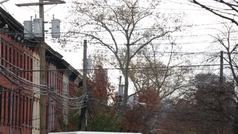 Autumnal intersection with post car Video stock 81678362