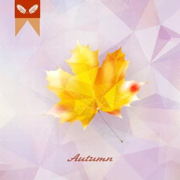 Autumnal leaf background made of triangles. Stock Illustration