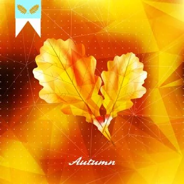 Autumnal leaf background made of triangles. Stock Illustration