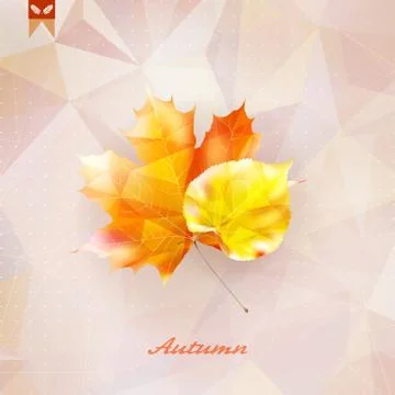 Autumnal leaf background made of triangles. Stock Illustration