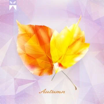 Autumnal leaf background made of triangles. Stock Illustration