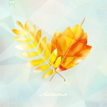 Autumnal leaf background made of triangles. Stock Illustration