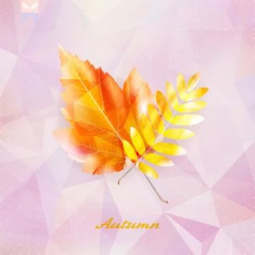 Autumnal leaf background made of triangles. Stock Illustration