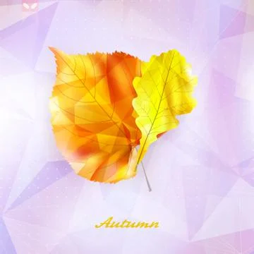 Autumnal leaf background made of triangles. Stock Illustration