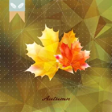 Autumnal leaf background made of triangles. Stock Illustration