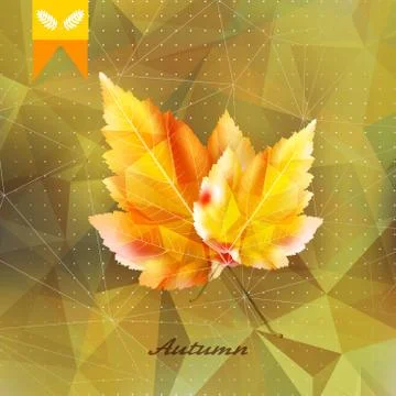 Autumnal leaf background made of triangles. Stock Illustration
