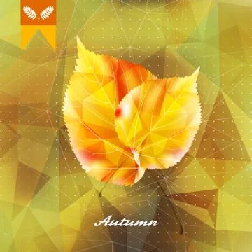 Autumnal leaf background made of triangles. Stock Illustration