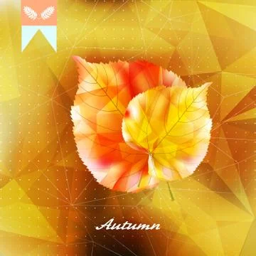 Autumnal leaf background made of triangles. Stock Illustration