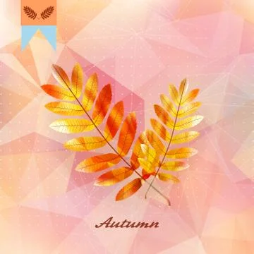 Autumnal leaf background made of triangles. Stock Illustration