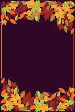 Autumnal leafage poster frame Illustrazione stock
