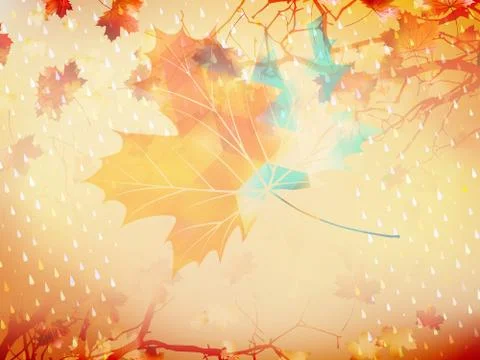 Autumnal maple leaf made of triangles. EPS 10 イラスト素材