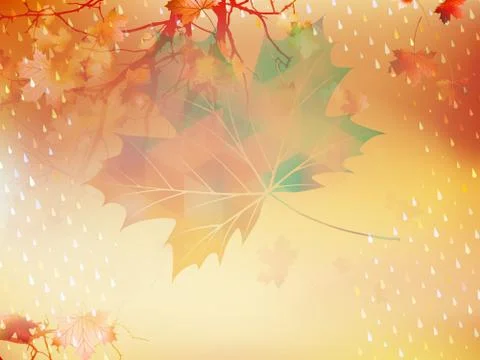 Autumnal maple leaf made of triangles. EPS 10 イラスト素材