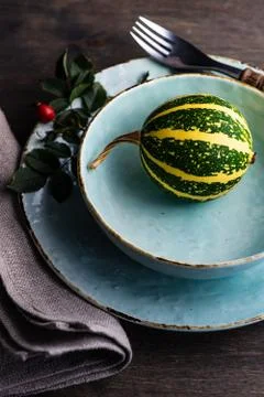 Autumnal table setting Stock Photos
