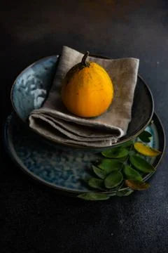 Autumnal table setting Stock Photos