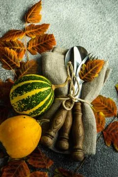 Autumnal table setting Stock Photos