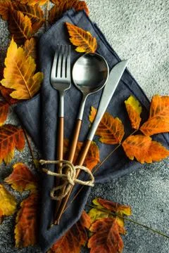 Autumnal table setting Stock Photos