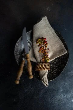 Autumnal table setting Stock Photos