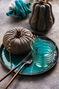 Autumnal table setting Stock Photos