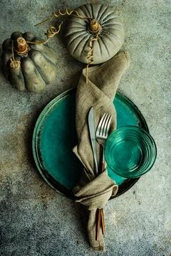 Autumnal table setting Stock Photos