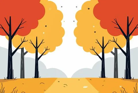 Autumnal Tree Landscape Stock Illustration