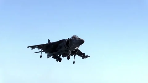 AV-8B Harrier II Vertical Take Off and Landing - Flight Ops (2) Stock Footage 162251900