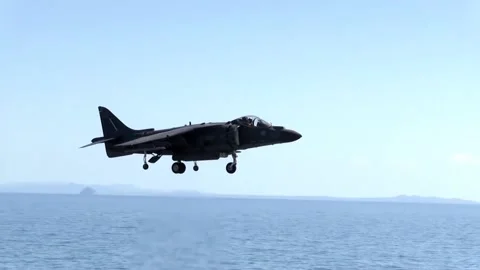 AV-8B Harrier II Vertical Take Off and Landing - Flight Ops (3) Stock Footage 162251903