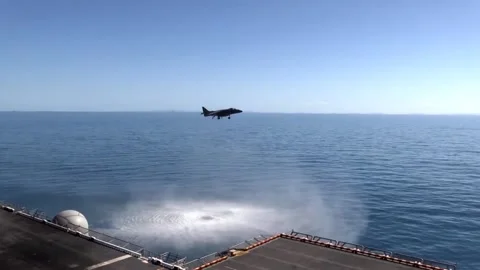 AV-8B Harrier II Vertical Take Off and Landing - Flight Ops (4) Video stock 162251905