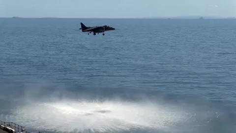 AV-8B Harrier II Vertical Take Off and Landing - Flight Ops (6) Video stock 162251980