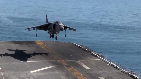 AV-8B Harrier II Vertical Take Off and Landing - Flight Ops (9) Stock Footage 162252007