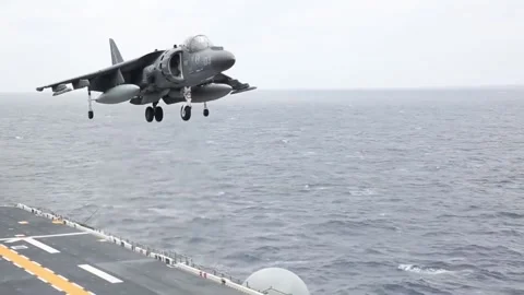 AV-8B Harrier II Vertical Take Off and Landing - Flight Ops (19) Stock Footage 162252093