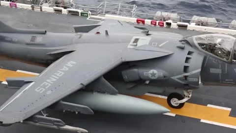 AV-8B Harrier II Vertical Take Off and Landing - Flight Ops (21) Video stock 162252109