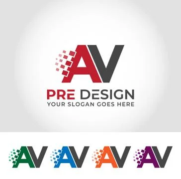 AV Alphabet Creative Logo Design Concept Stock Illustration