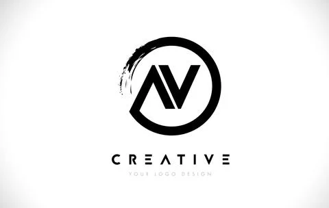 AV Circular Letter Logo with Circle Brush Design and White Background. Stock Illustration