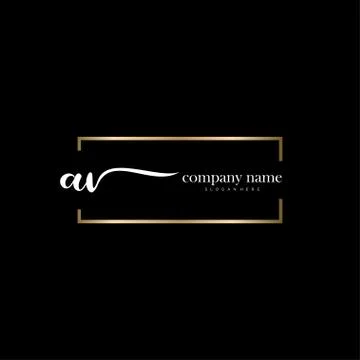 AV Initial Letter handwriting logo hand drawn template vector Stock Illustration