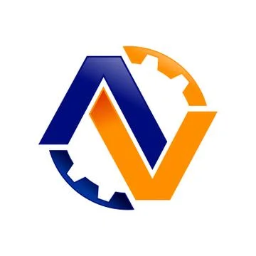 AV Initials Lettermark Engineering Gear Symbol Design Stock Illustration