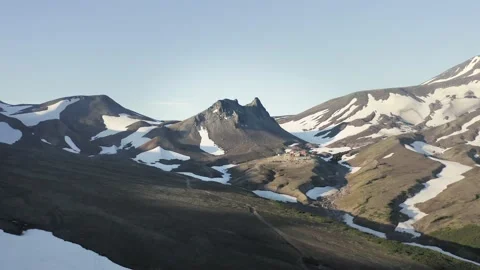 Avachinsky Volcano Pass. View on extrusion "Camell" and a Station Stock Footage 167895075