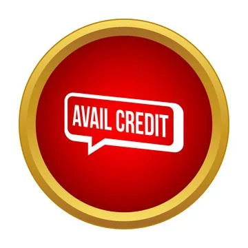 Avail credit button icon symbol on red circle Stock Illustration