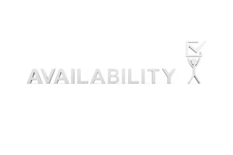 AVAILABILITY concept white background 3d render illustration Stock Illustration