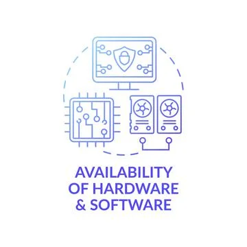 Availability of hardware and software dark gradient blue concept icon 스톡 일러스트