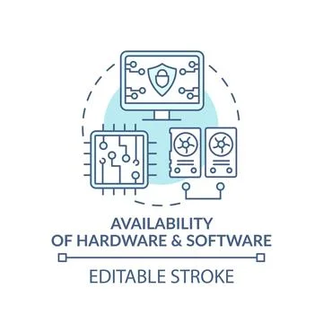 Availability of hardware and software turquoise concept icon 스톡 일러스트