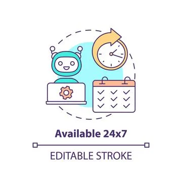 Available at any time concept icon Stock Illustration