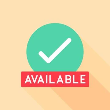 Available Badge with Checkmark in Green Circle on Beige Background Stock Illustration