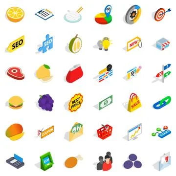 Available icons set, isometric style Stock Illustration