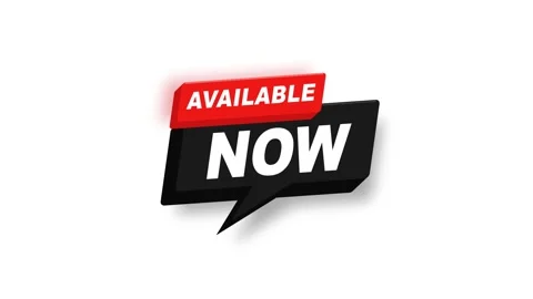 Available Now 3D Badge - Red and Black Promotional Badge Motion Graphics Stock Footage 341852261