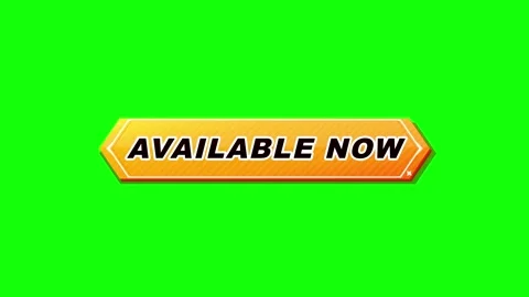 Available now button animation with glossy orange on green screen backgroun.. Stock Footage 337558398