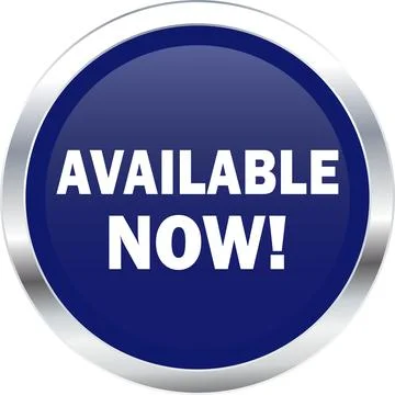 Available Now Button, Available Now sign vector, Available Now Blue icon, A.. Stock Illustration