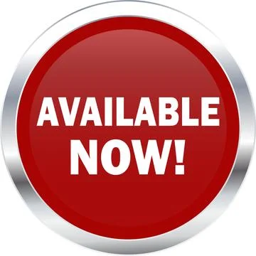 Available Now Button, Available Now sign vector, Available Now Red icon, Av.. Stock Illustration