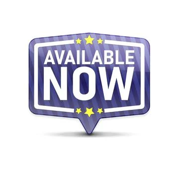 Available now glossy bubble, vector illustration on a white background Stock Illustration